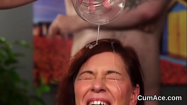 Wicked doll gets sperm load on her face eating all the jizz