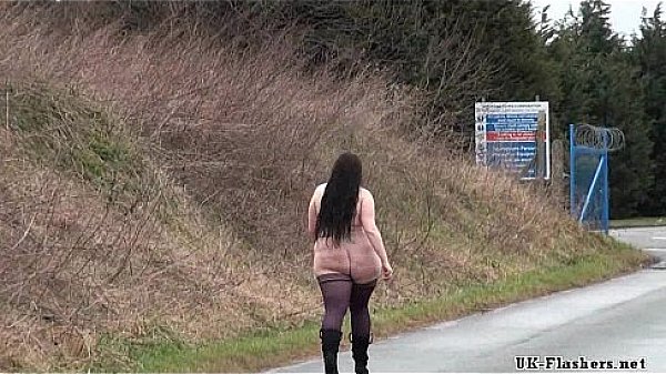 Fat amateur flasher Emmas public exhibitionism and voyeur bbw babe outdoors nude