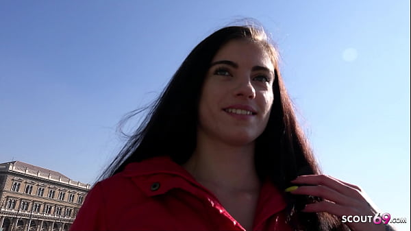GERMAN SCOUT – Small Tits Black Hair Girl seduce to Sex at Model Job by Big Dick Guy