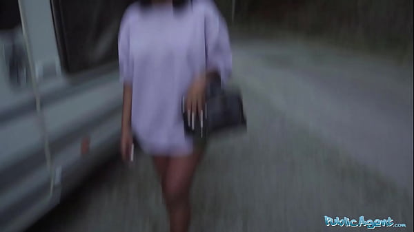 Public Agent Hot ebony babe with fabulous big boobs fucks a ransom in a public place