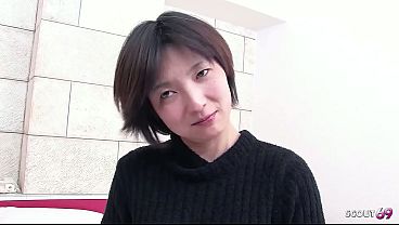 Slim old Mature Japanese GILF seduce to First MMF 3Some Sex by husband and Boy with Toy in Ass